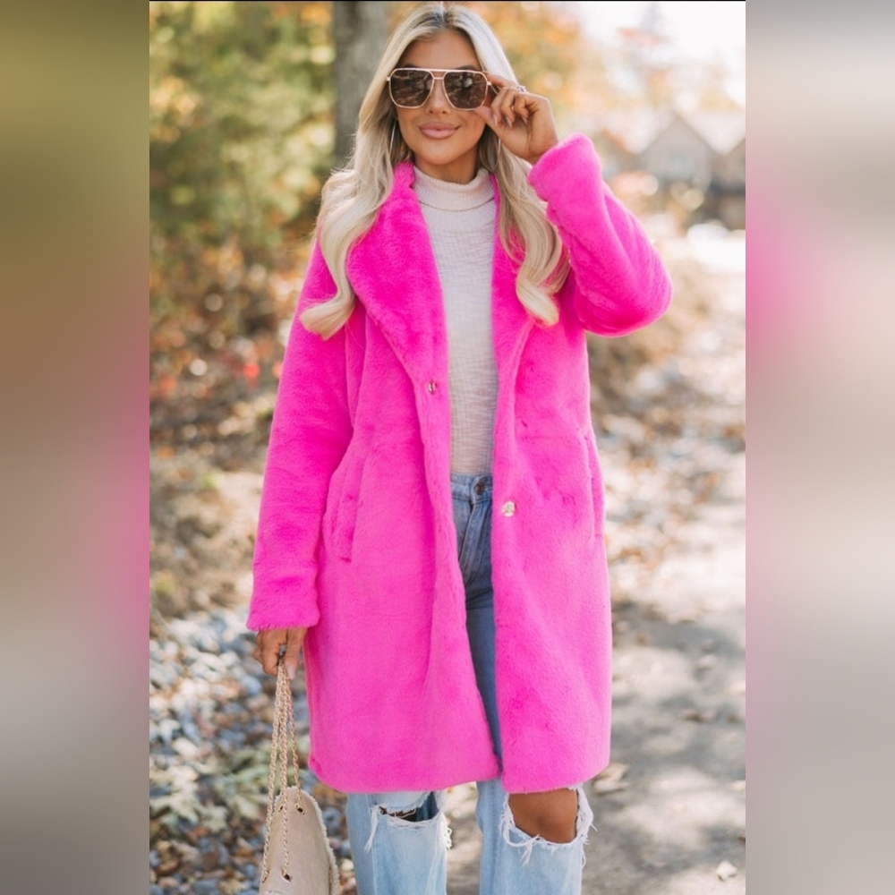 Faux Fur Hot Pink Coat